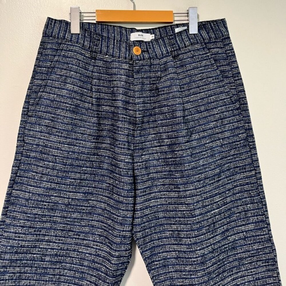 Olow Men’s Blue Textured Elastic Waist Pants Size 34 Made in Portugal BNWT - Picture 6 of 10